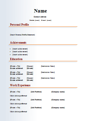 Free Cv Advice Templates