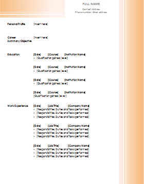 Template For Curriculum Vitae from www.cvplaza.com