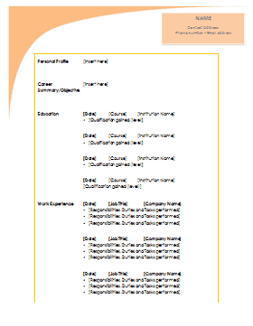 Cv Word Template Free Download