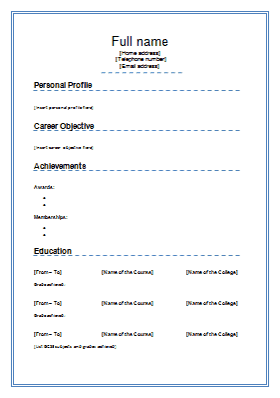 Standard Resume Format from www.cvplaza.com