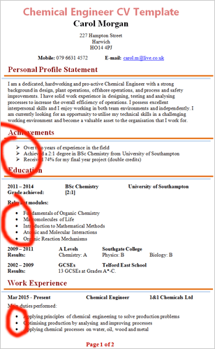 bullet-point-example-cv