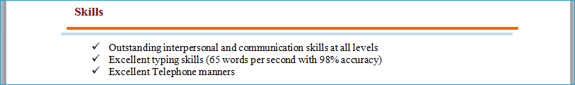 cv skills profile filled in