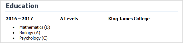 a-levels-grades-on-cv