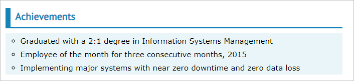 achievements-on-cv-example-list