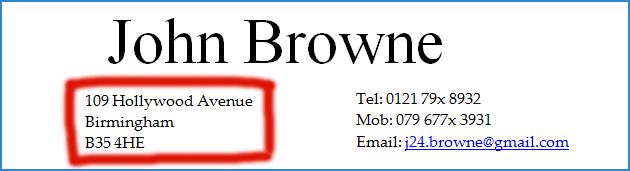 resume address example