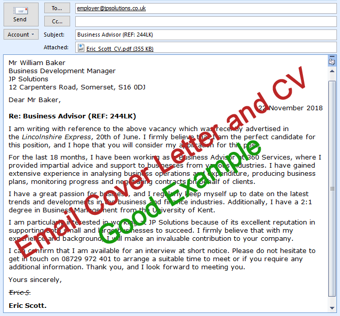 Applying For A Job Via Email Sample Letter from www.cvplaza.com