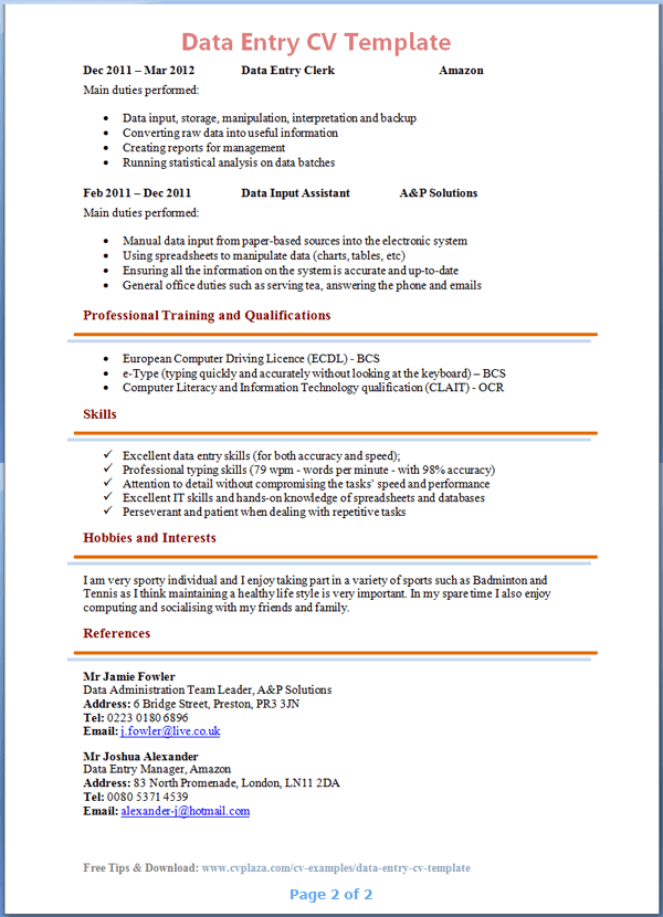 data-entry-cv-template-2