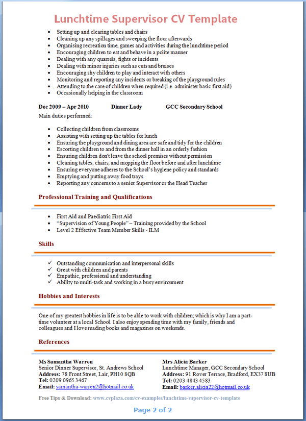 Lunchtime-supervisor-cv-template-2