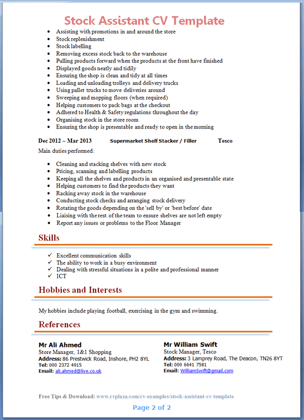 Stock-Assistant-CV-Example-2