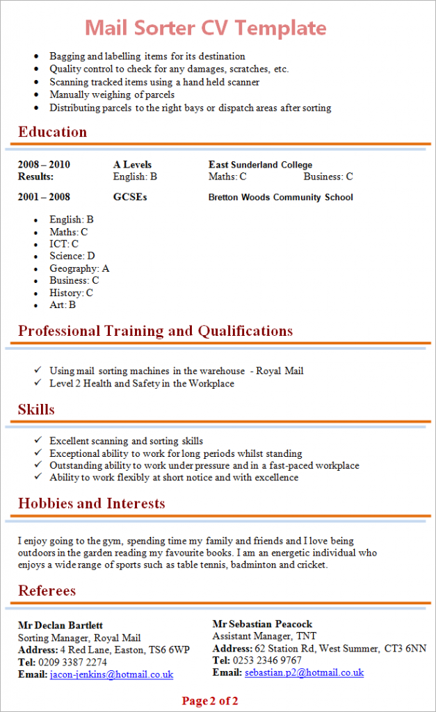 What makes this CV good and effective?
