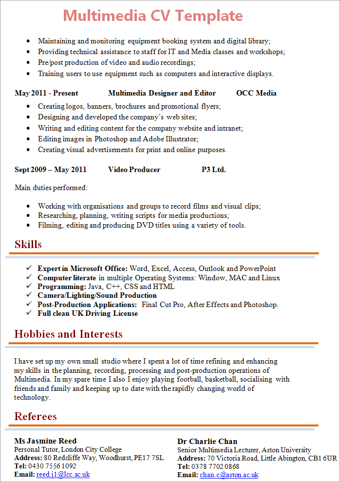 sports resume pdf