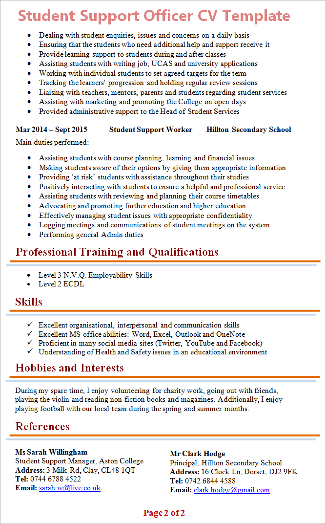 Template For Student Resume from www.cvplaza.com