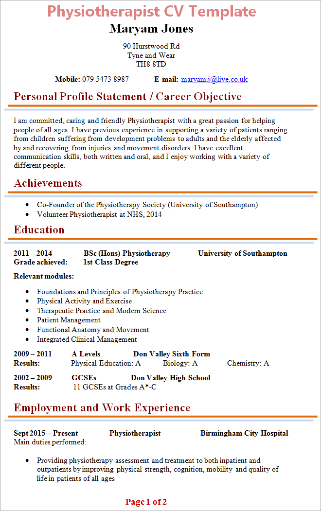 Resume template: VCE + no work experience