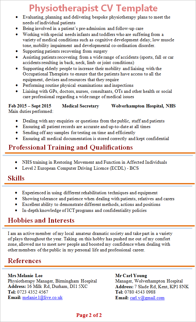 physiotherapy personal statement example