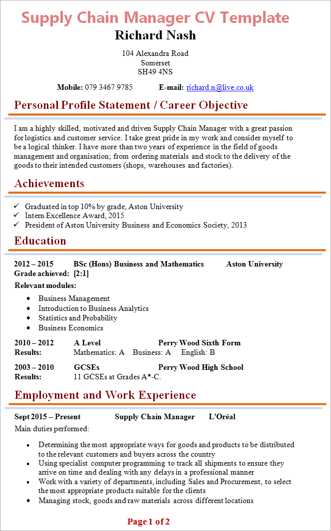 supply-chain-manager-cv-template