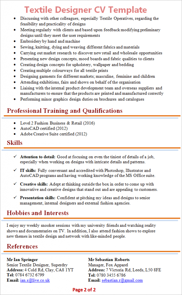 What makes this CV good and effective?