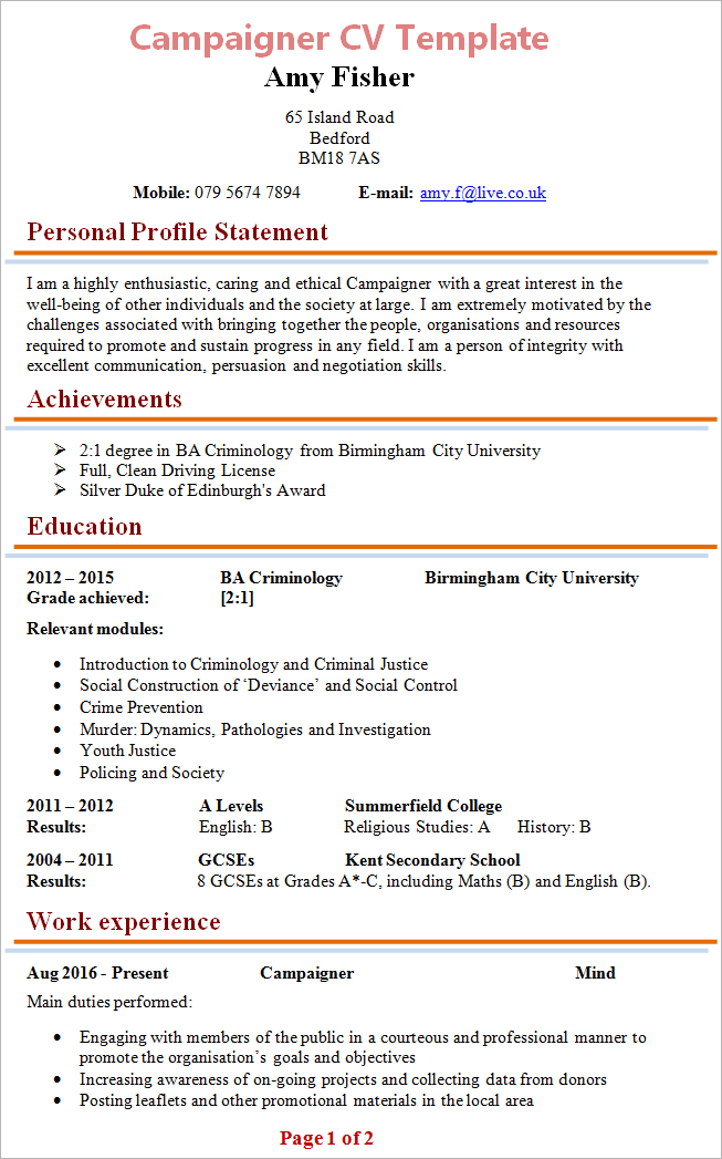 Campaigner CV