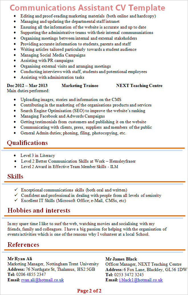 communications-assistant-cv-template-2