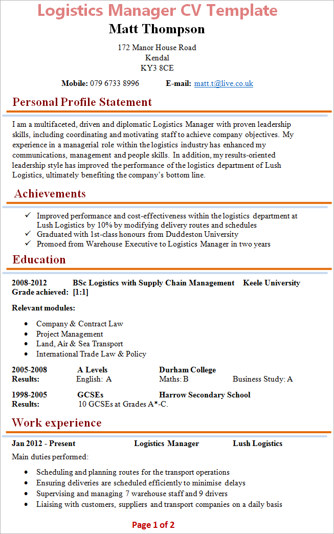 logistics-manager-cv
