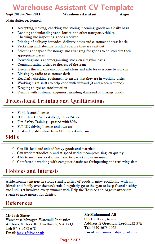 warehouse-assistant-cv-template-2