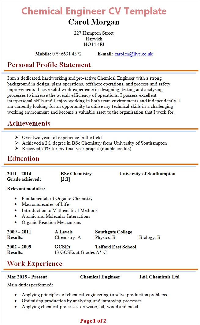 chemical-engineer-cv-template