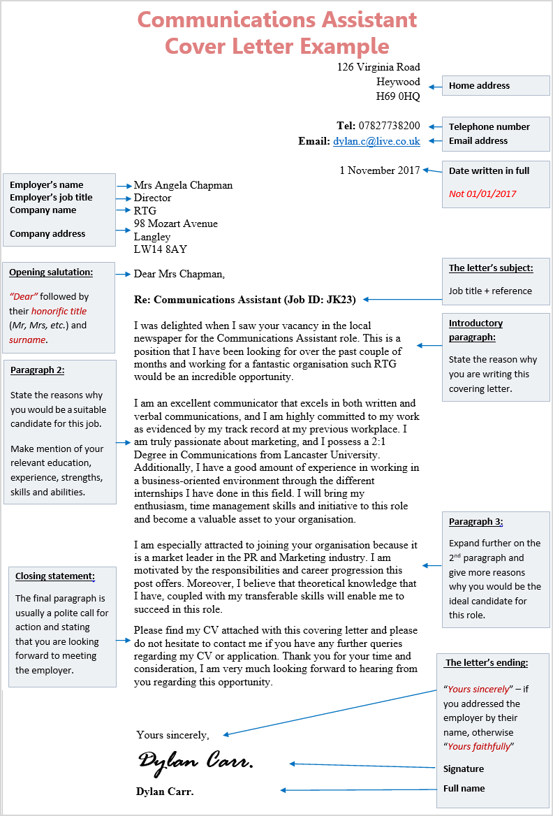 Communications Assistant Cover Letter Example Cv Plaza