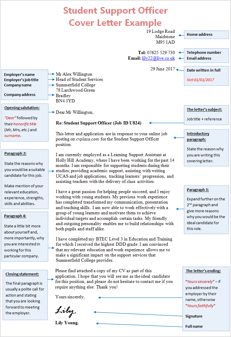 student-support-officer-cover-letter