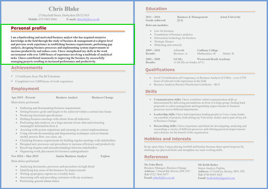 CV personal profile